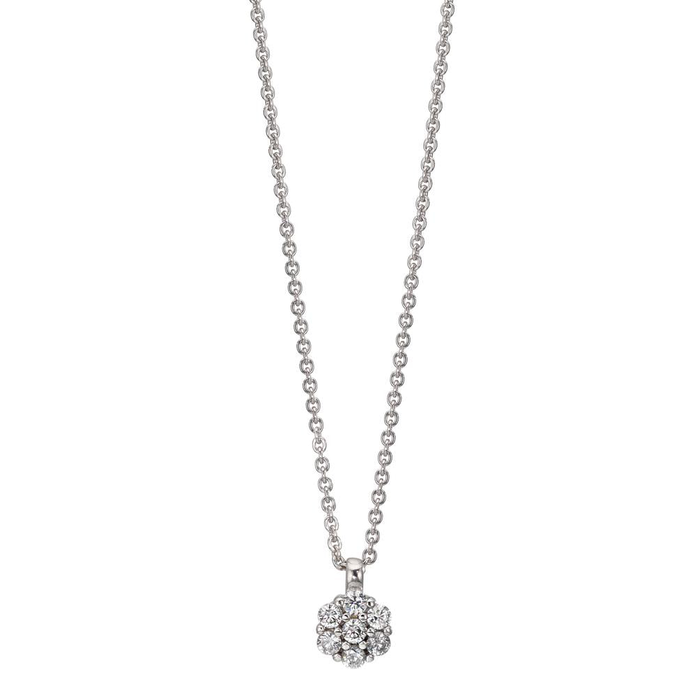 Collana Argento Zirconia 7 pietra rodiato Fiore 38 cm