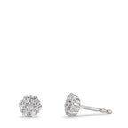 Clous d'oreilles Argent Zircone 14 Pierres Rhodié Fleur