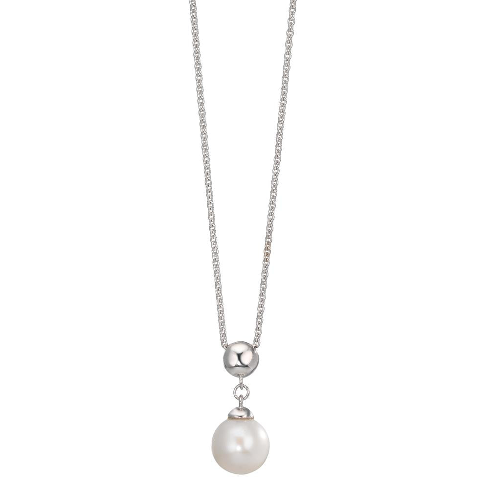 Necklace Silver Rhodium plated Freshwater pearl 7.5-8 mm 38-42 cm