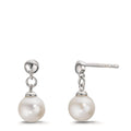 Pendant d'oreilles Argent Rhodié perle d'eau douce, 2 Perles, 6.5 mm