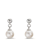Pendant d'oreilles Argent Rhodié perle d'eau douce, 2 Perles, 6.5 mm