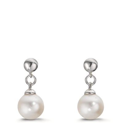 Orecchini Argento rodiato Perla coltivata d'acqua dolce, 2 Perla, 6.5 mm