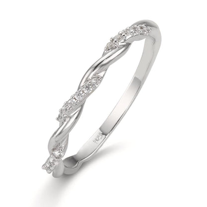 Beisteckring Silber Zirkonia 18 Steine rhodiniert