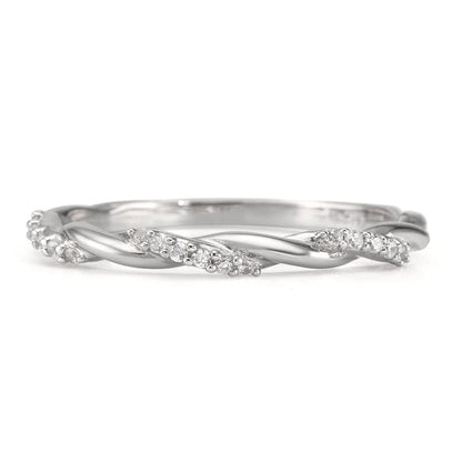 Beisteckring Silber Zirkonia 18 Steine rhodiniert