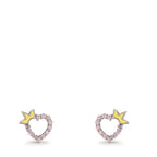 Orecchini a bottone Argento Zirconia rosa rodiato Cuore Ø6.5 mm