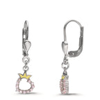 Pendientes Plata Circonita rosa Rodio plateado Corazón