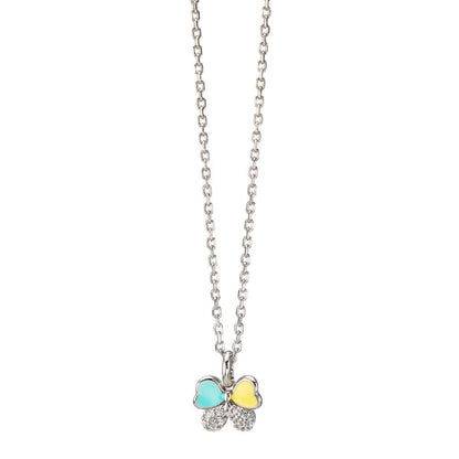 Chaînette avec pendentif Argent Zircone 10 Pierres Rhodié Papillon 36-38 cm