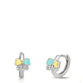 Hinged hoop Silver Zirconia 20 Stones Rhodium plated Butterfly