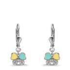 Drop Earrings Silver Zirconia 20 Stones Rhodium plated Butterfly