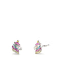Orecchini a bottone Argento Zirconia colorato rodiato Cavallo Ø7 mm
