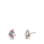 Orecchini a bottone Argento Zirconia colorato rodiato Cavallo Ø7 mm