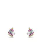 Orecchini a bottone Argento Zirconia colorato rodiato Cavallo Ø7 mm
