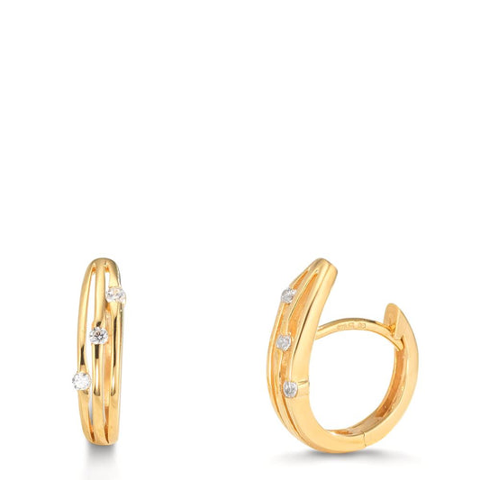 Créoles à charnières Argent Zircone 6 Pierres jaune Plaqué or