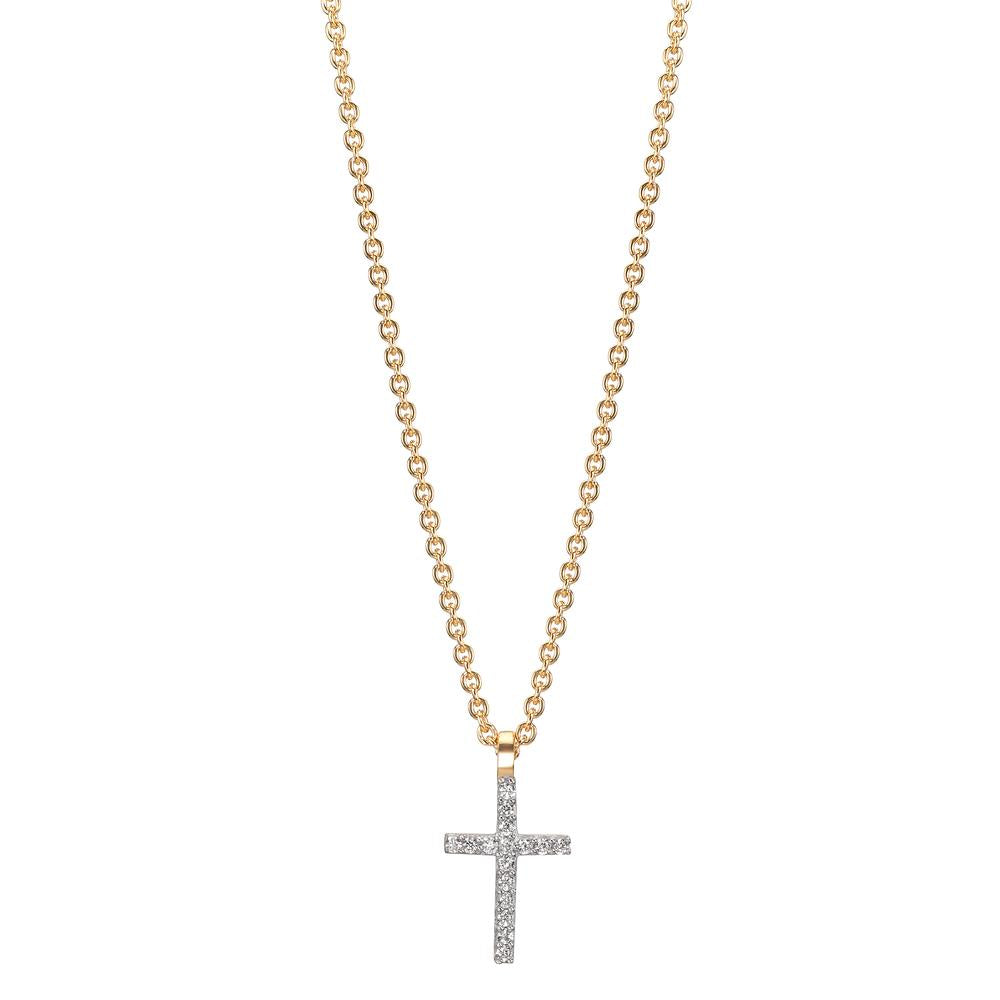 Collier Or jaune 9K Zircone 16 Pierres Croix 38-42 cm