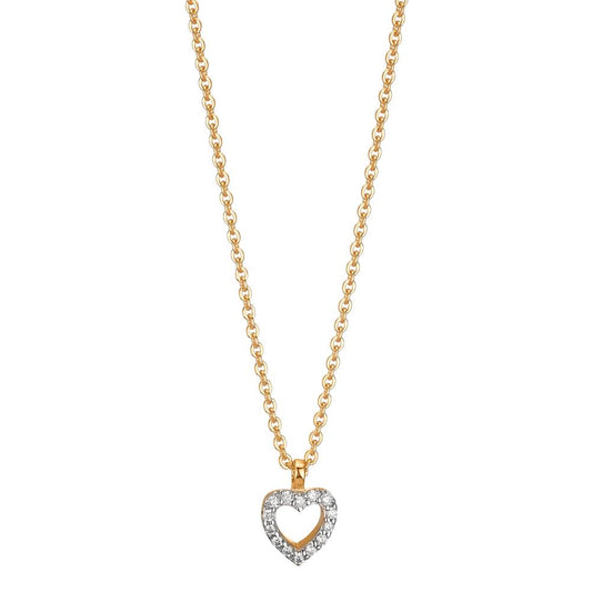 Necklace 9k Yellow Gold Zirconia Heart 38-42 cm