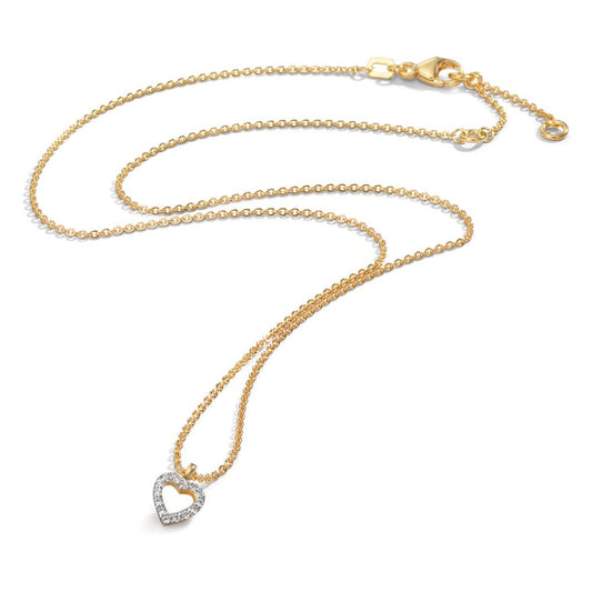 Necklace 9k Yellow Gold Zirconia Heart 38-42 cm