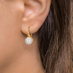 Pendant d'oreilles Or jaune 9K perle d'eau douce, 2 Perles, 8 mm