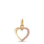 Pendentif Or jaune 9K Zircone rose Coeur Ø10 mm
