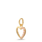 Pendentif Or jaune 9K Zircone rose Coeur Ø10 mm