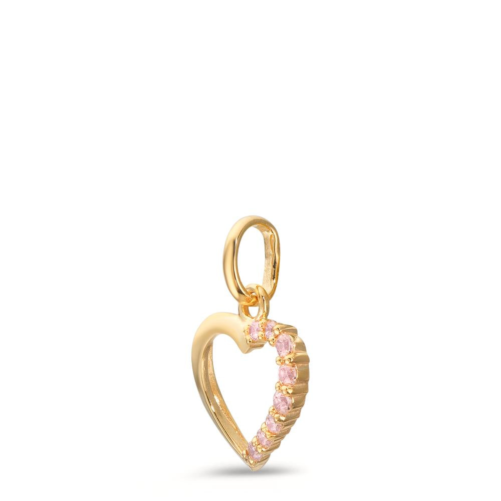 Anhänger 375/9 K Gelbgold Zirkonia rosa Herz Ø10 mm