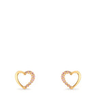 Örhängen med knoppar 375/9 K gult guld Zirkoniumoxid rosa Hjärta Ø6.5 mm