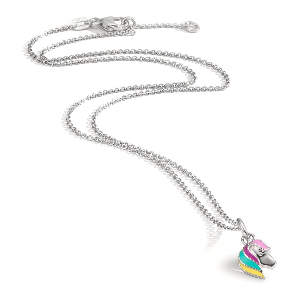 Halskette mit Anhänger Silber Zirkonia rhodiniert Pferd 36-38 cm verstellbar