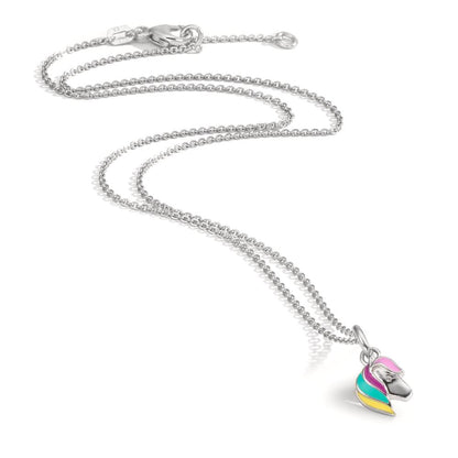 Halskette mit Anhänger Silber Zirkonia rhodiniert Pferd 36-38 cm verstellbar
