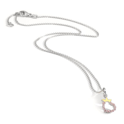 Collar con colgante Plata Circonita Rodio plateado Corazón 36-38 cm