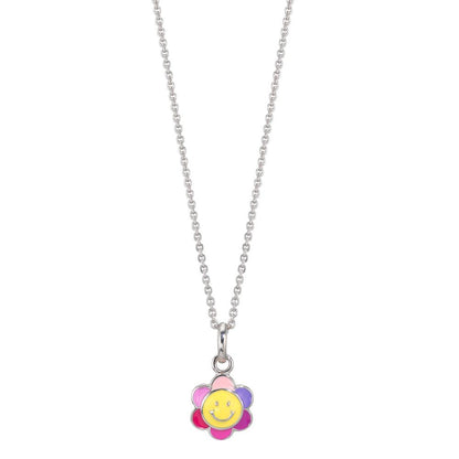 Halskette mit Anhänger Silber rhodiniert Smiley 36 cm