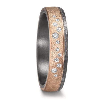 Partnerring 999 Tantal, 585/14 K roséguld diamant 0.105 ct, 12 stenar, w-si