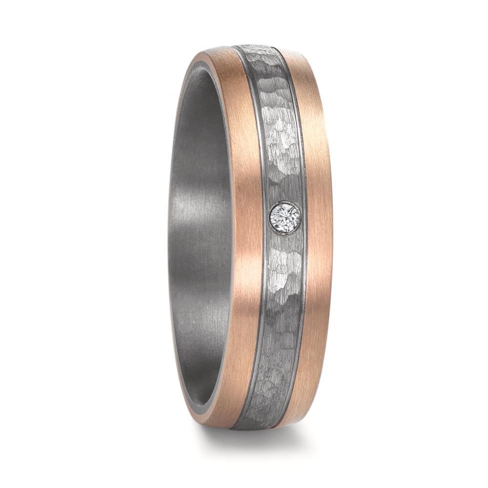 Partnerring 999 Tantal, 585/14 K Rosegold Diamanten 0.02 ct, w-si