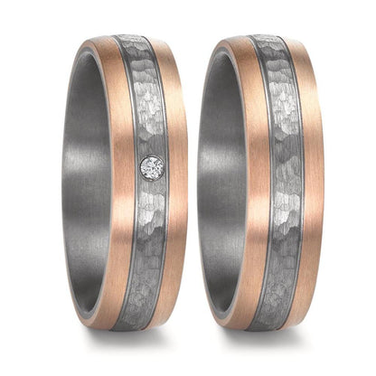 Alliance Tantale 999, Or rose 14K Diamant 0.02 ct, w-si