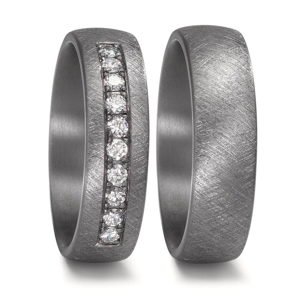Partnerring 999 Tantal Diamant Lab Grown 0.25 ct, 10 Steine, tw-vsi