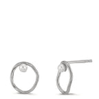 Stud earrings Silver Freshwater pearl White, 2 Pearls, 3 mm Ø11 mm