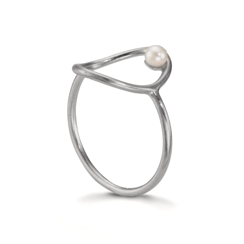 Anello Argento Perla coltivata d'acqua dolce bianco, 3 mm Ø14 mm