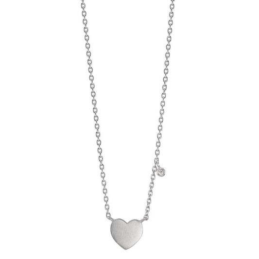 Collar Plata Circonita blanco Corazón 42-47 cm