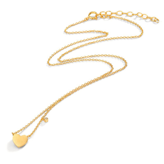 Collar Plata Circonita blanco Amarillo Dorado Corazón 42-47 cm