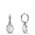 Hoop with pendant Silver Mother of pearl White, 2 Pearls 9-9.5 mm Ø14 mm