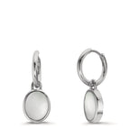 Hoop with pendant Silver Mother of pearl White, 2 Pearls 9-9.5 mm Ø14 mm