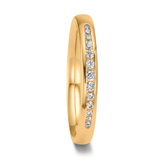 Partnerring 750/18 K Gelbgold Diamant 0.132 ct, 13 Steine, tw-vsi