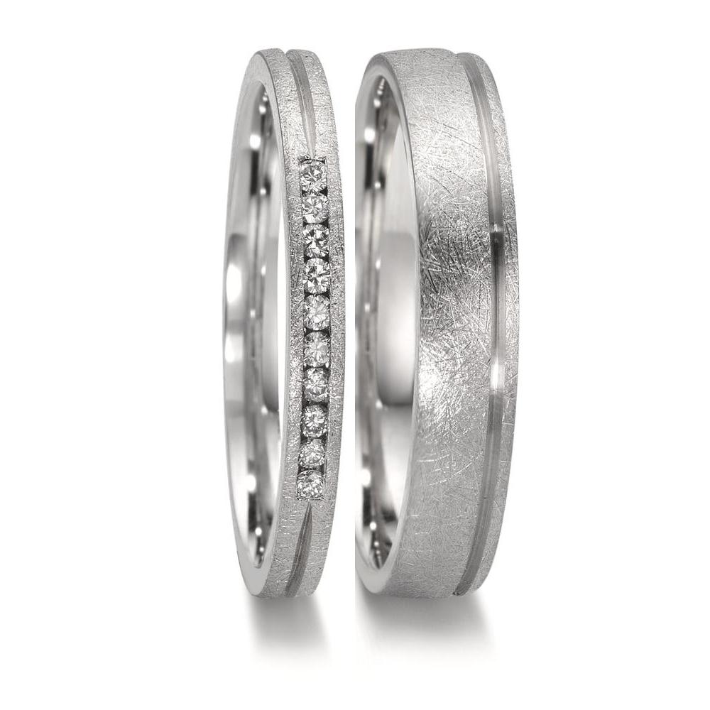 Anello del partner Platino 950 Diamante 0.075 ct, 10 pietra, w-si