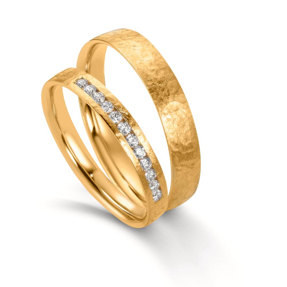 Partnerring 750/18 K Gelbgold Diamant 0.18 ct, 12 Steine, w-si