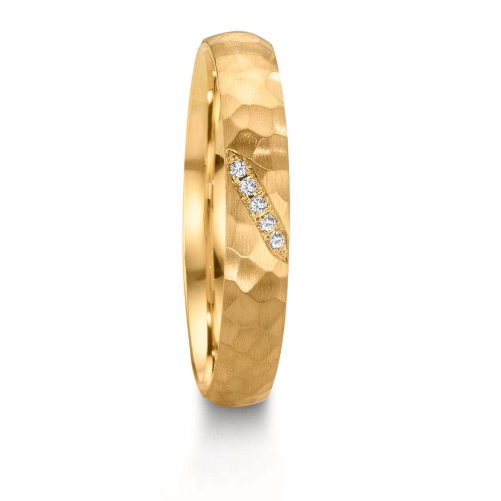 Partnerring 750/18 K gult guld diamant 0.02 ct, 4 stenar, w-si