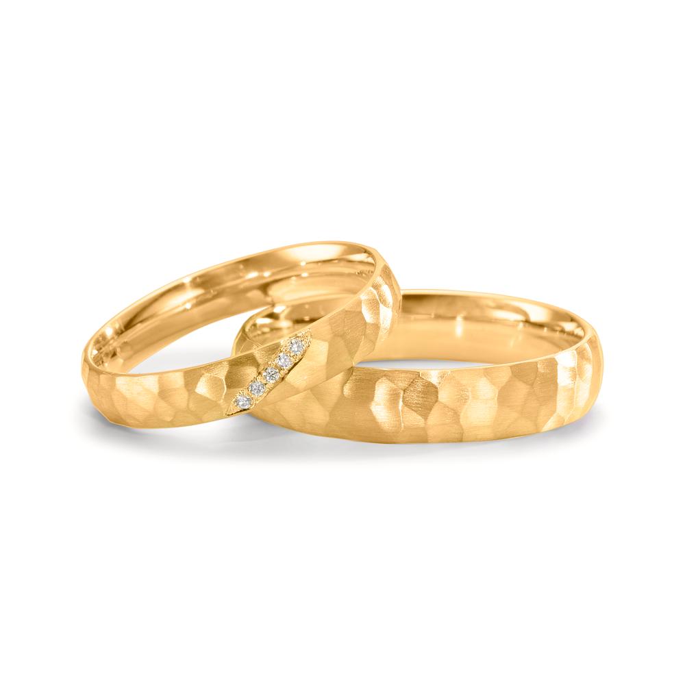 Alliance Or jaune 18K Diamant 0.02 ct, 4 Pierres, w-si