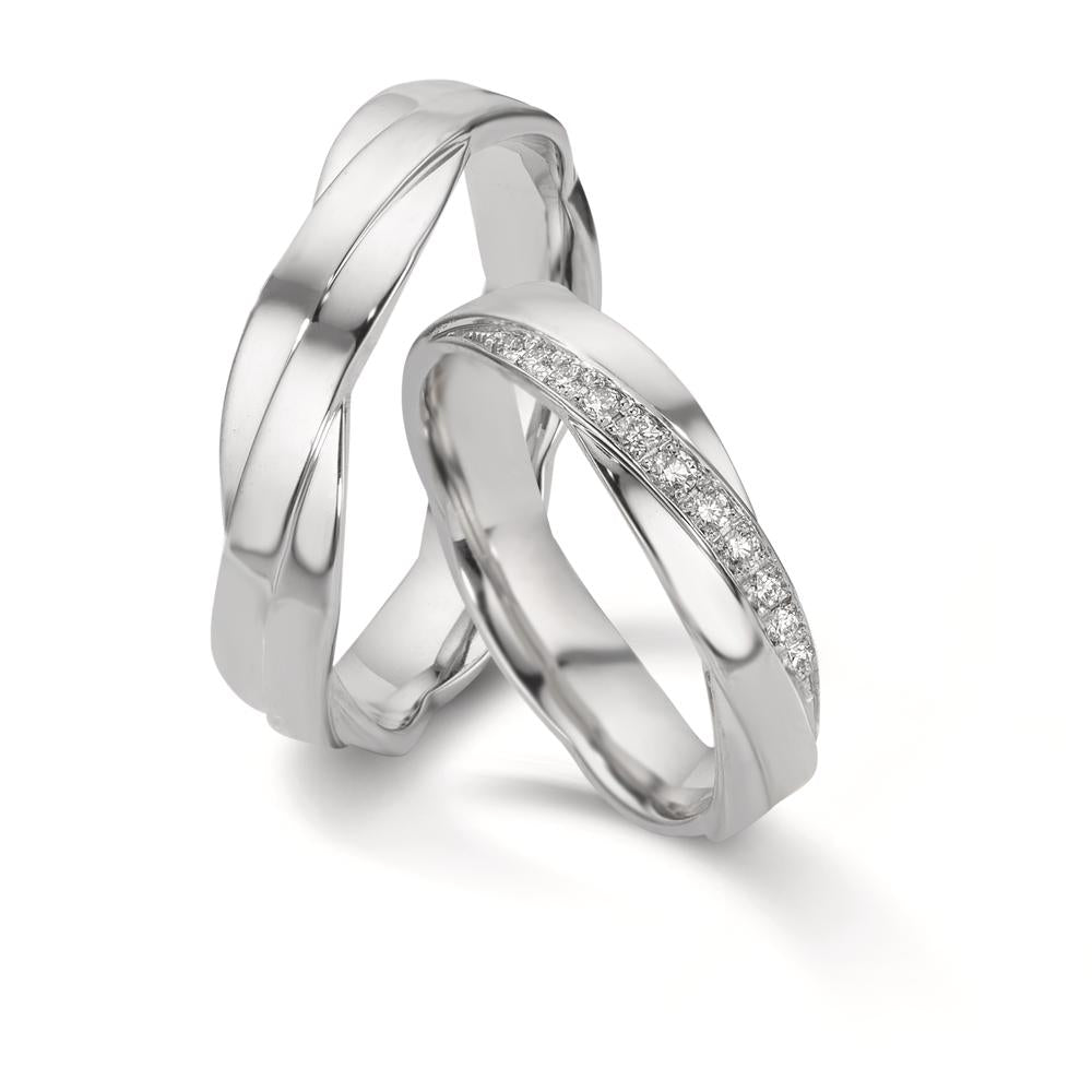 Anillo de pareja 750/oro blanco de 18 quilates