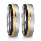 Partnerring Edelstahl, 375/9 K Rosegold, Carbon