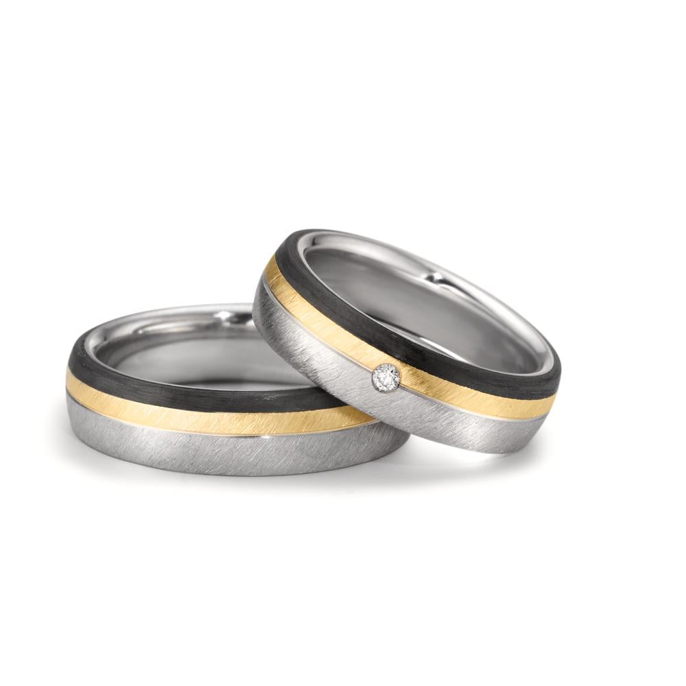 Partnerring Edelstahl, 375/9 K Rosegold, Carbon