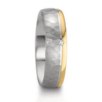 Wedding Ring Silver, 14k Rose Gold Diamond 0.015 ct, w-si Bicolor