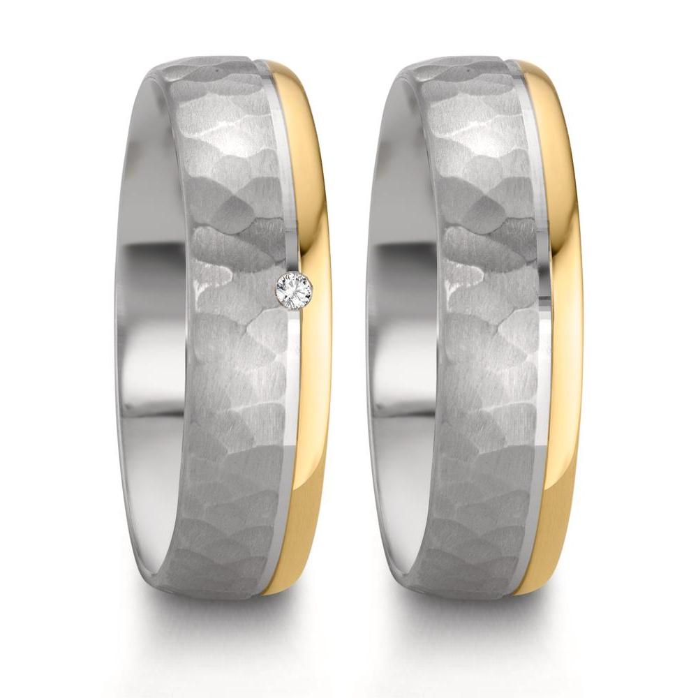 Anillo de pareja Plata, oro rosa de 585/14 kt Bicolor
