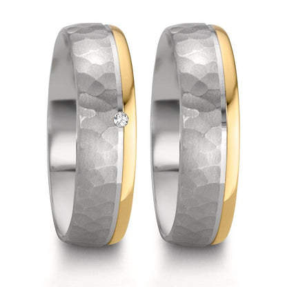 Partnerring Silber, 585/14 K Rosegold bicolor